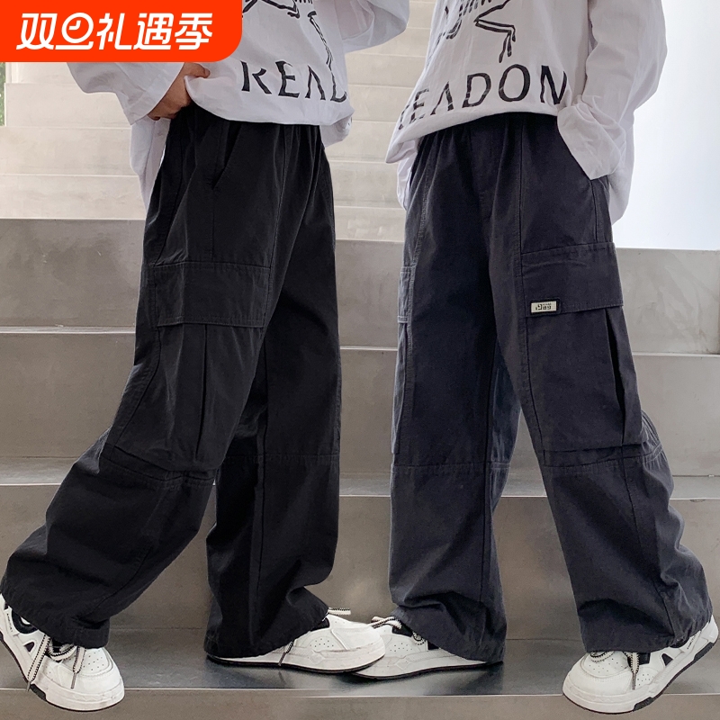 男童裤子夏天儿童春装长裤2025新款春季工装裤阔腿韩系中腰潮流