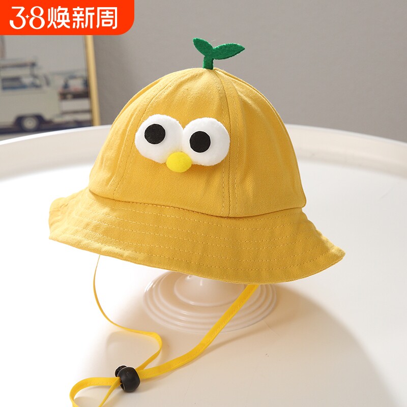 儿童帽子薄款渔夫帽婴儿纯棉男童可爱韩版春天宝宝遮阳太阳帽大檐
