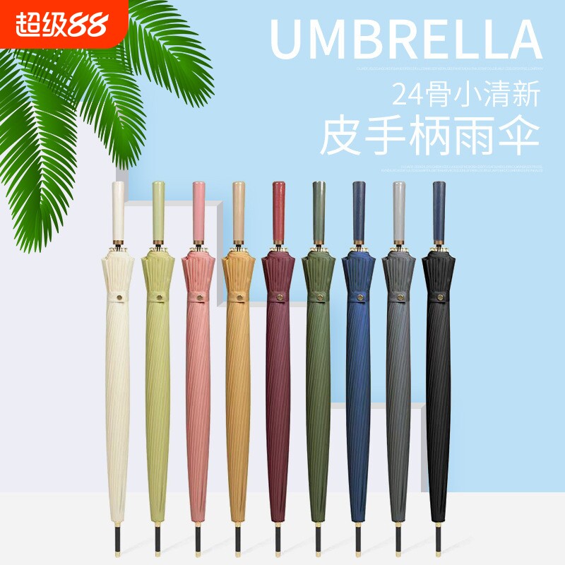 天堂伞24骨长柄雨伞大号纯色直杆彩虹伞加固加大双人伞广告伞可印