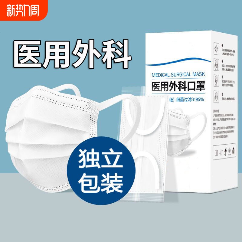 口罩医用外科医疗白色一次性透气男女高颜值单独包装灭菌级健康