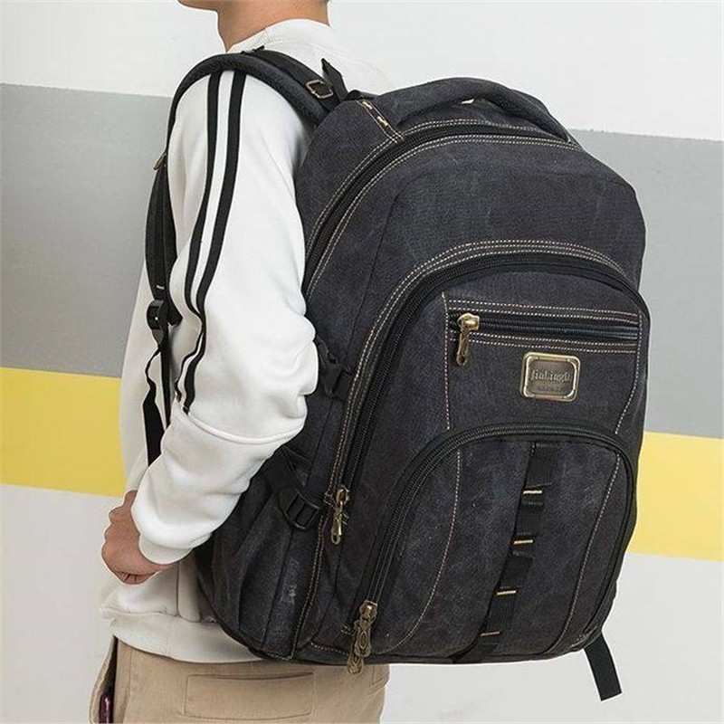 复古双肩包55升大容量男士新款纯帆布背包运动旅游登山包学生书包