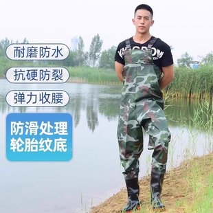 防水水鞋 带雨鞋 半身连体男皮叉鱼全身捕鱼轻便超轻 水库雨裤 下水裤