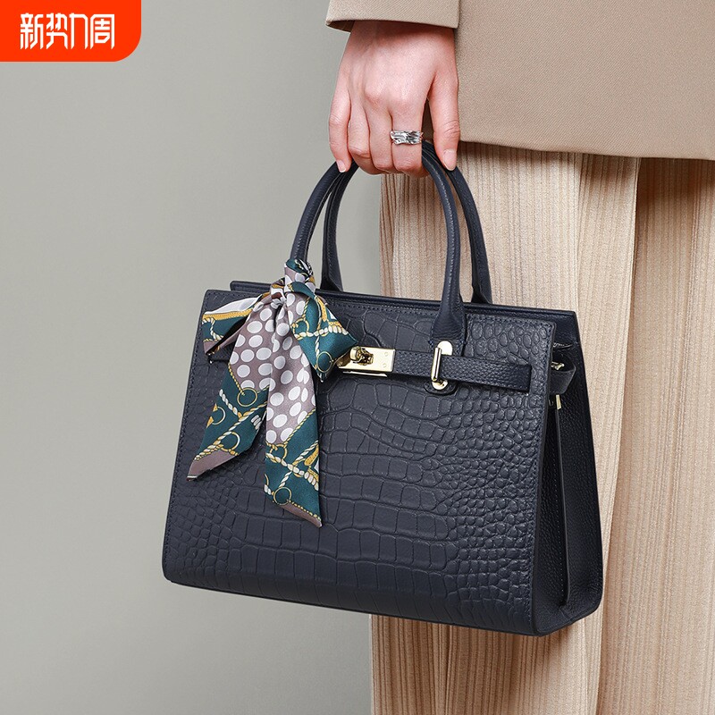 店酷奇手提包包女士2026夏季新款高级感斜挎大容量托特真皮女包箱