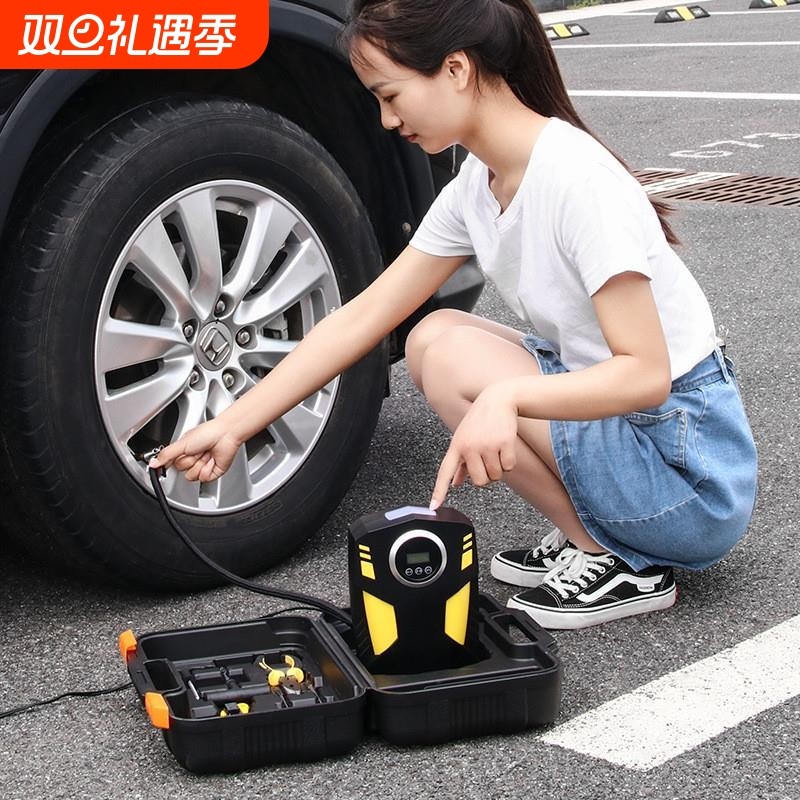 12v车载充气泵小轿车便携式汽车用电动轮胎大功率加气泵打气泵筒