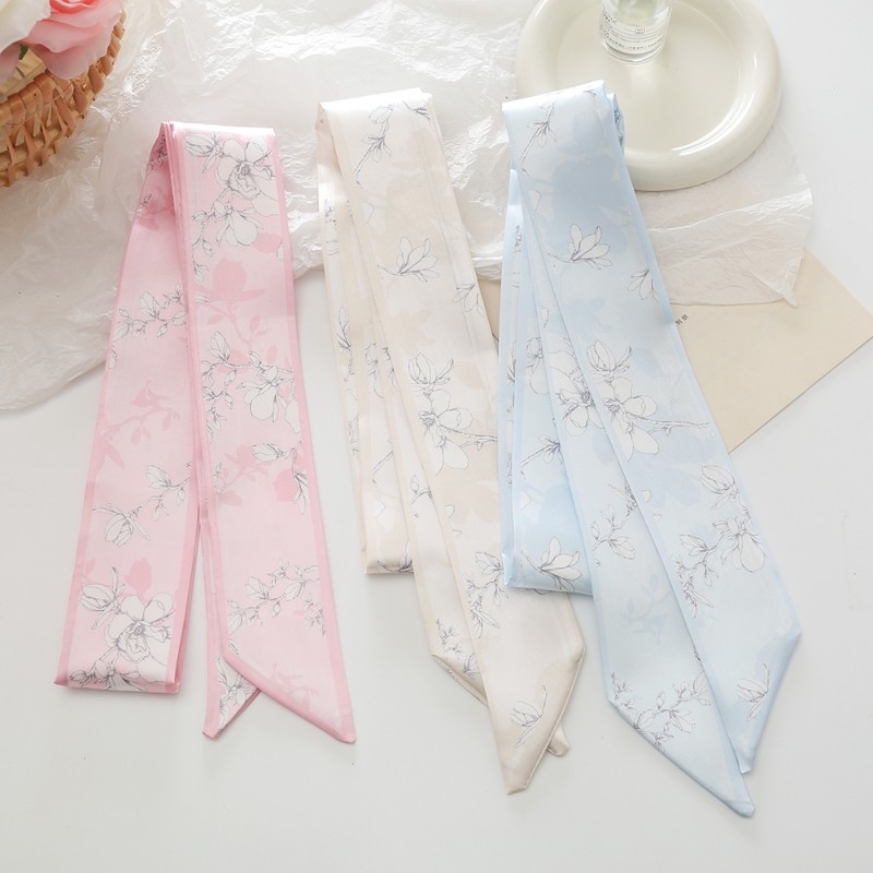 复古长条丝巾发带女汉服搭配简约古风发饰发绳飘带绑包蓝色粉色