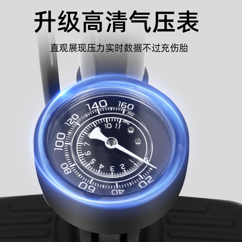 大力神新款带表手动高压自行车打气筒电动车摩托车小型汽车打气泵