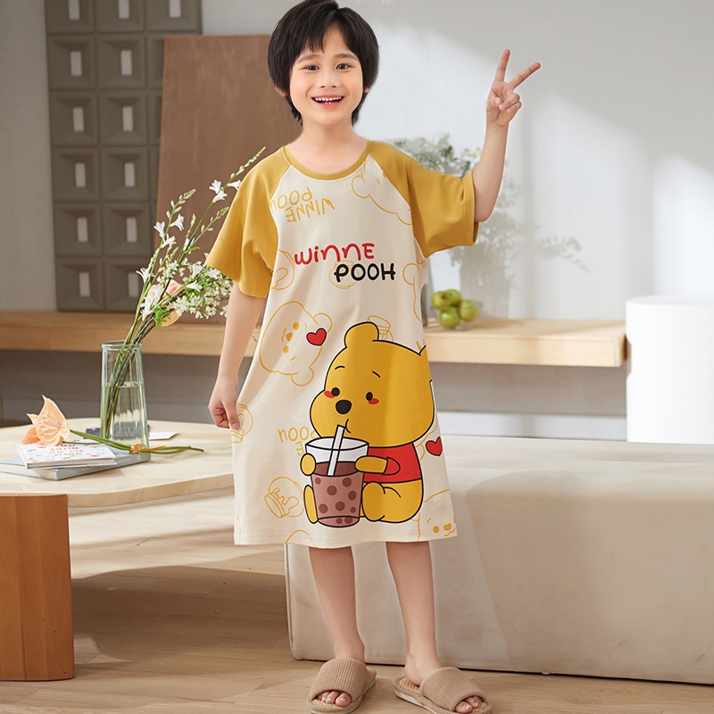 男童连体睡衣夏季儿童睡裙纯棉绸男孩割包皮手术后专用衣服中大童