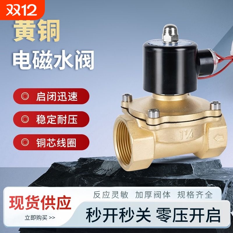 常闭黄铜电磁阀水阀AC220VDC24V
