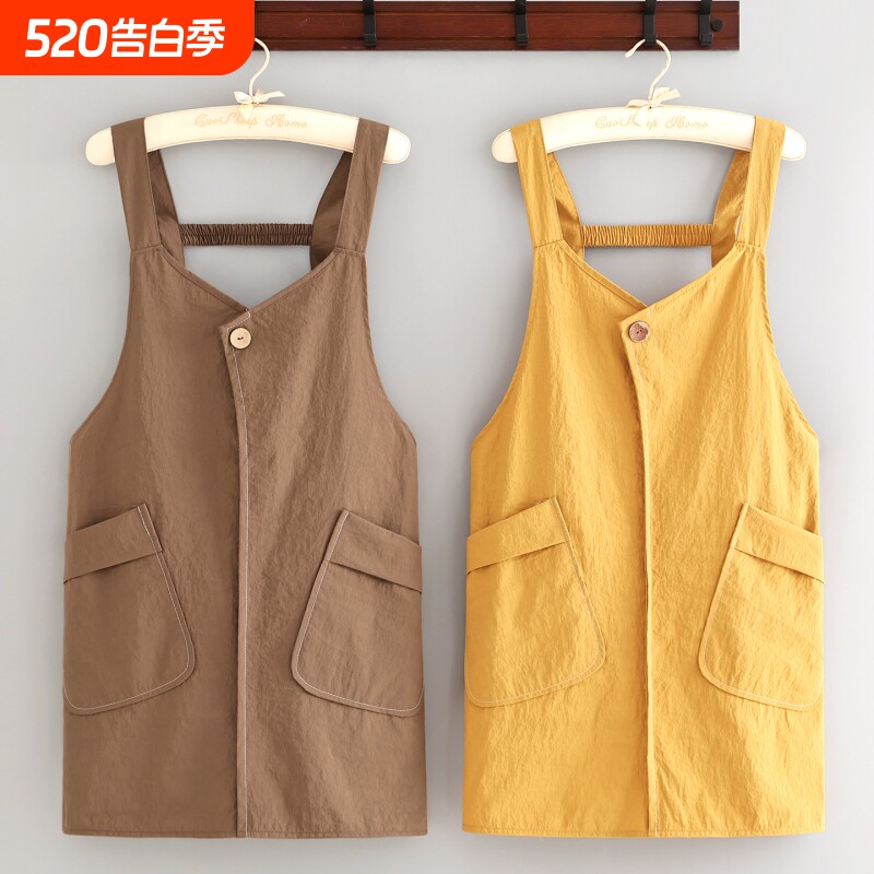 防泼水韩版围裙餐饮饭店护衣工作服女士厨房做饭家用围腰印字logo