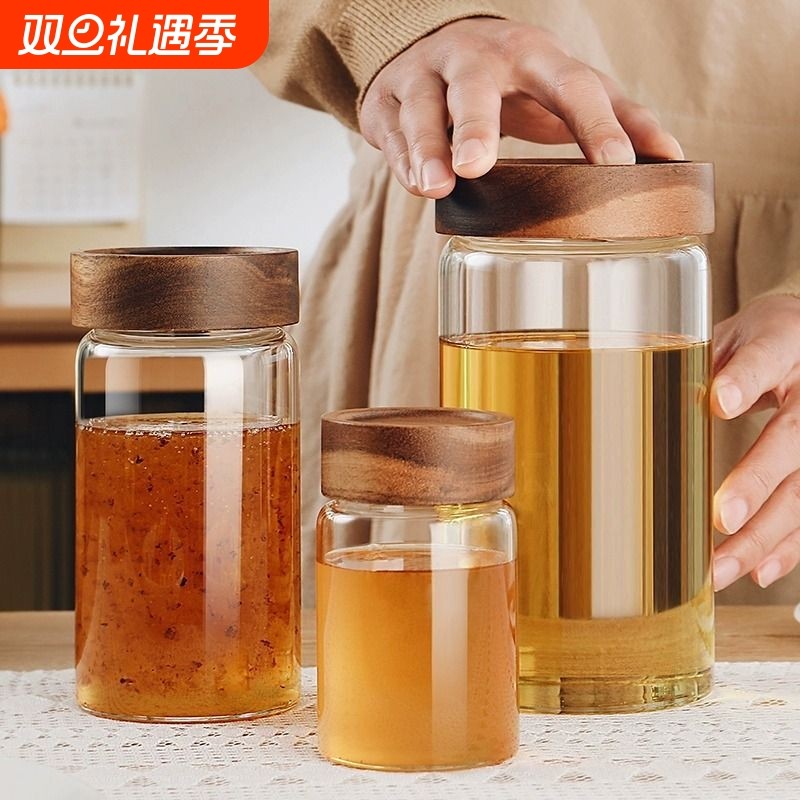 蜂蜜密封罐玻璃瓶空瓶食品带盖罐头果酱分装储存罐装蜂蜜玻璃瓶