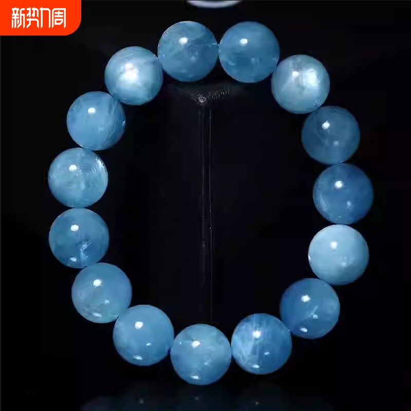 厂家直营 天然巴西海蓝宝手链圆珠单圈女冰种水晶手串饰品