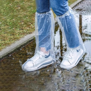 子 下雨天防滑塑料加厚耐磨脚套防雨高筒长筒鞋 一次性防水鞋 套雨鞋