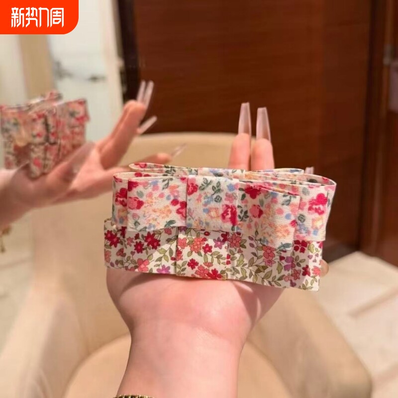 莫奈花信 森系甜美碎花蝴蝶结香蕉夹今年流行独特漂亮抓夹头发饰