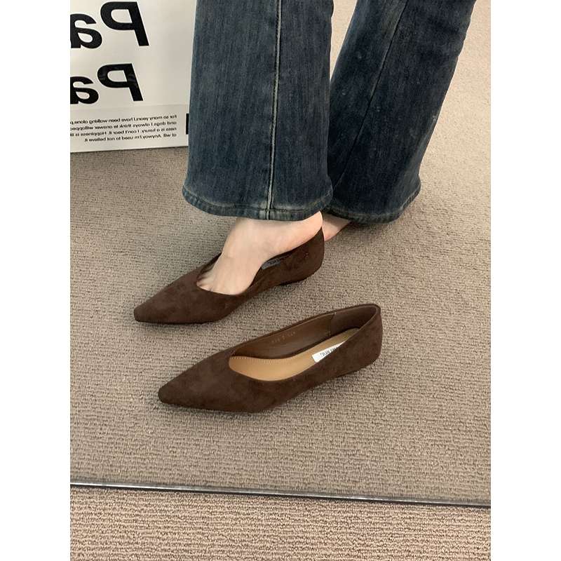 法式高级小众棕色单鞋女鞋子2025春秋坡跟气质尖头通勤晚晚奶奶鞋