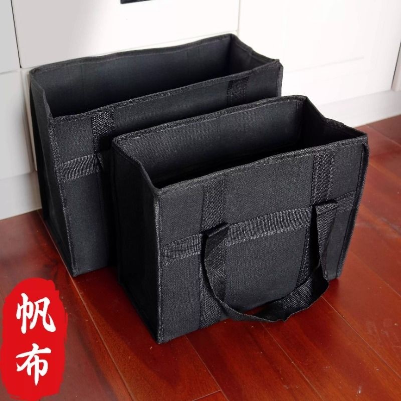 特厚手提收纳包帆布工具包黑色耐磨手提包大容量电工包装书包超大