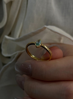 小红书同款复古典雅金色开口戒指女镶嵌锆石时尚简洁精致轻奢手饰