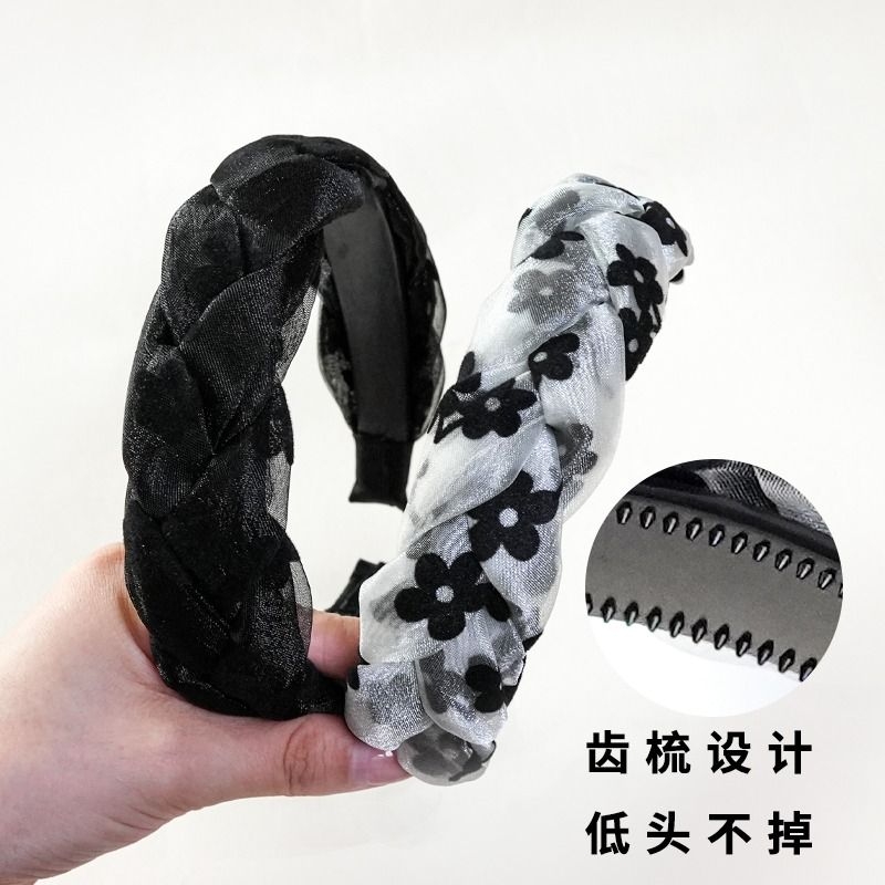 2023新款网纱发箍编织女高颅顶发卡春夏头箍女刘海法式整理手工