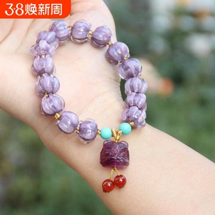 杭州景区幕山紫淄博琉璃手串好运女款闺蜜形式莲花手链小红书同款