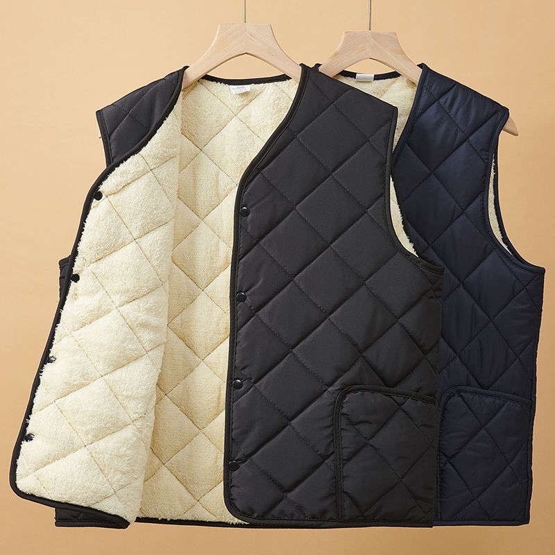 中年爸爸秋冬装背心加绒加厚款保暖马夹中老年人男士坎肩男装马甲
