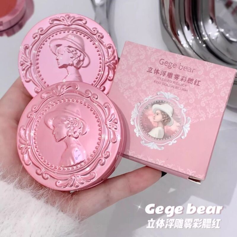Gegebear戈戈小熊立体浮雕雾彩腮红哑光裸色牛奶粉自然春夏气