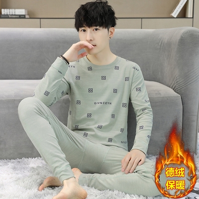 红豆恒温德绒保暖内衣男套装秋衣秋裤青少年大童学生秋冬季打底棉