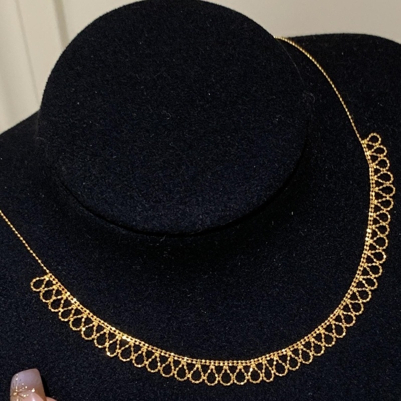 925法式复古设计感编织双层项链轻奢小众蕾丝气质百搭个性锁骨链