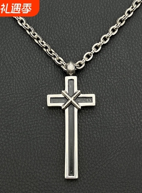 ODEK复古M联名款十字架项链vintage字母链吊坠男士重工经典小众