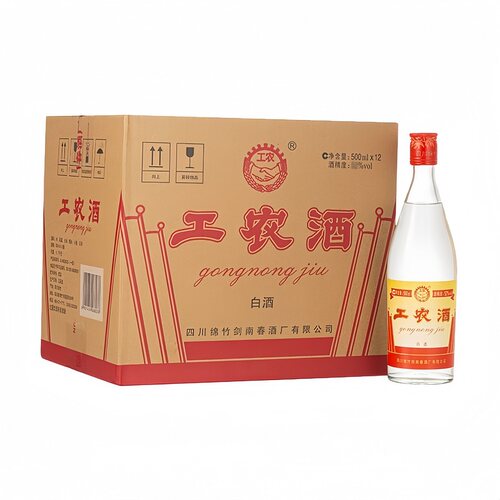 四川绵竹剑南酒厂工农酒38/42/52度浓香型白酒500ml*12瓶纯粮无奖