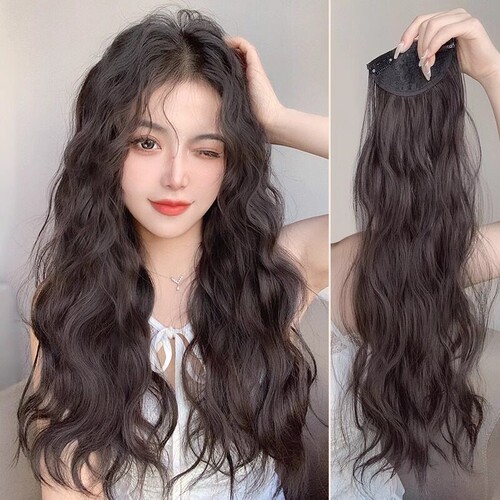 假发女长发水波纹卷发假发片增发量蓬松仿真发三片式羊毛卷接发片