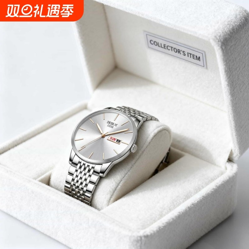 手表男款机械风全自动防水高级感全自动男表数字双日历防水腕表男