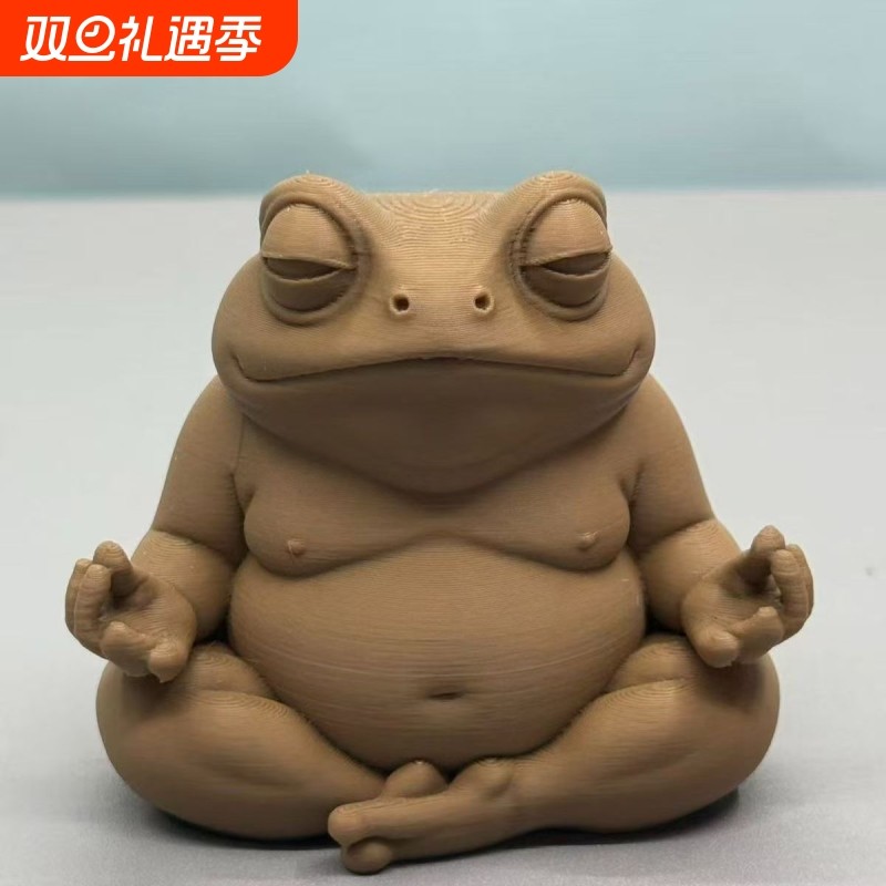 跨境新品3D打印禅意打坐青蛙桌面摆件家居创意模型工艺品礼物摆件