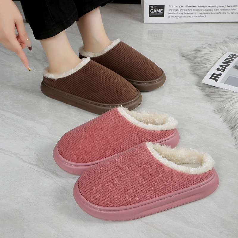 【清仓卖】保暖棉拖鞋情侣简约素版室内家居家用防滑耐磨冬季拖鞋