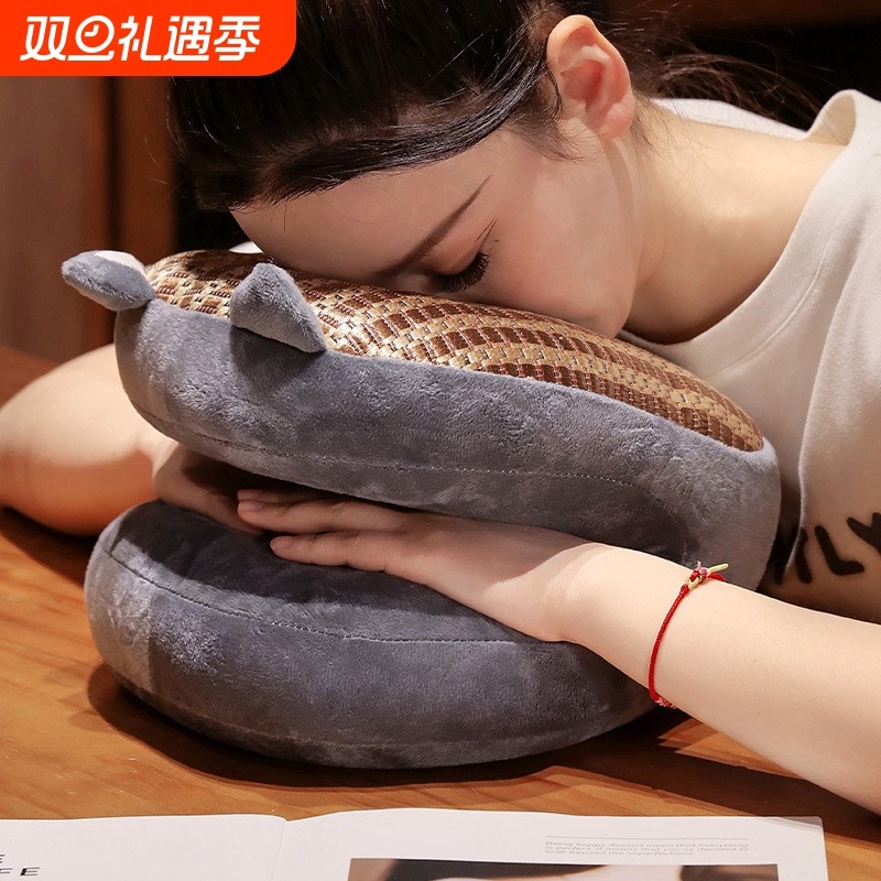 新款8字孔凉席午睡枕办公室午休趴枕头小学生儿童桌面趴睡神器批