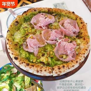 罗勒青酱披萨意式预制手拍薄底那不勒斯拿波里披萨网红同款批发