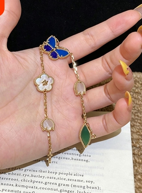 不掉色新款蓝色蝴蝶手链女轻奢小众设计时尚百搭饰品叠戴送女朋友
