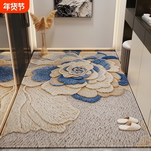 高端入户地垫进门玄关门垫家用大花朵地毯耐脏高级感门口防滑脚垫