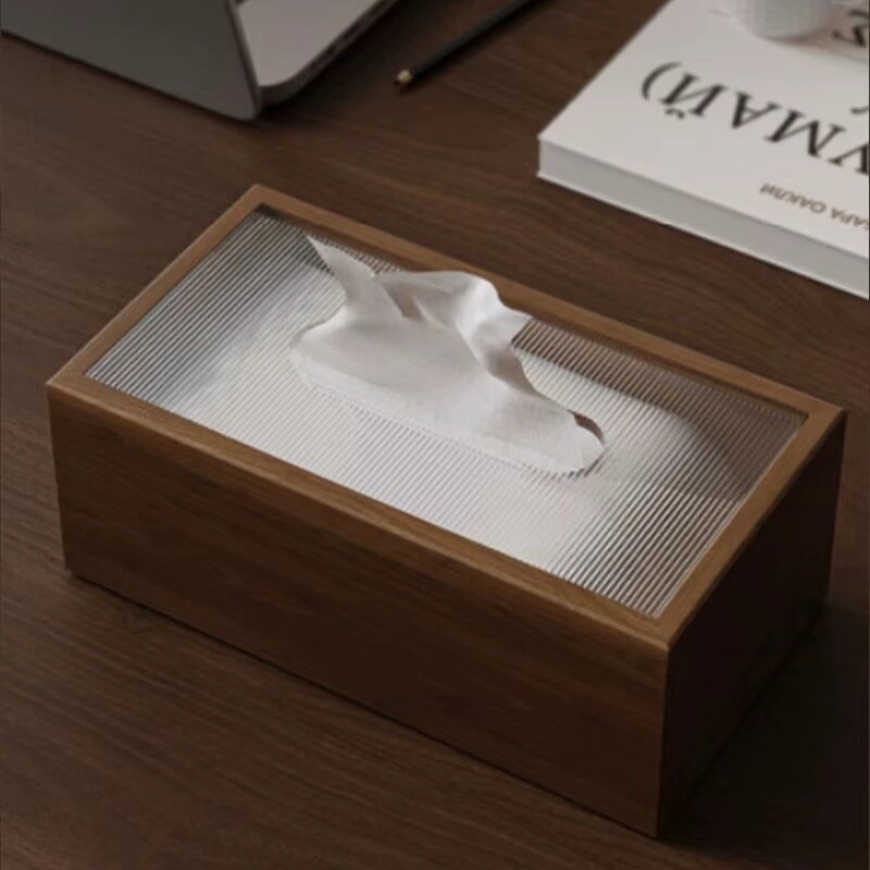中式胡桃桌面抽纸盒客厅高档轻奢茶几卧室办公室纸巾盒餐厅收纳