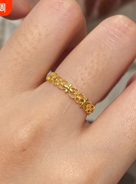 小红书同款繁花似锦千金感镂空花丝戒指女小众轻奢高级感开口指环
