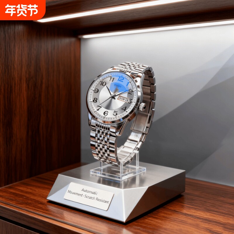 男款手表全自动非机械表正品名牌钢带商务防水石英腕表高级感男士