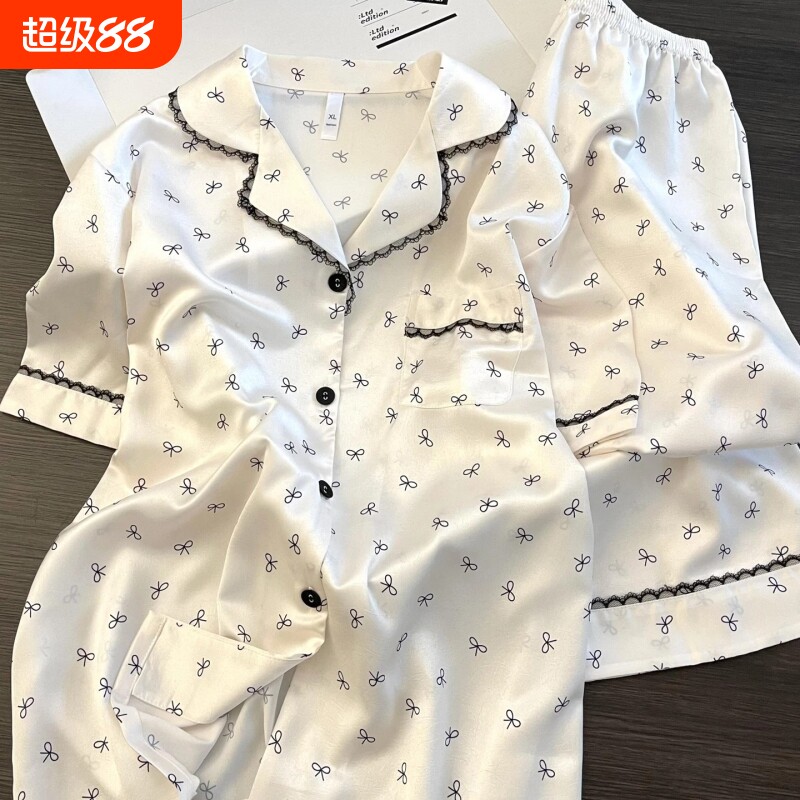 【凉感冰雪丝】夏季睡衣女款套装图片