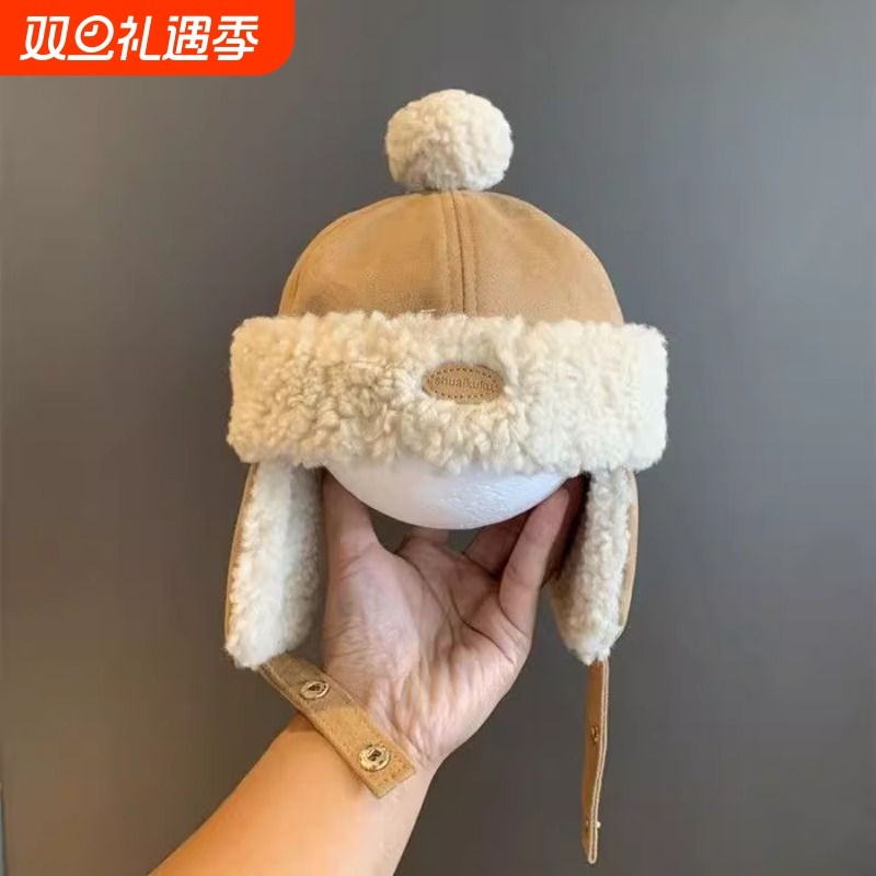 宝宝帽子雷锋帽秋冬款可爱超萌男女童保暖加绒护耳1岁婴儿冬天