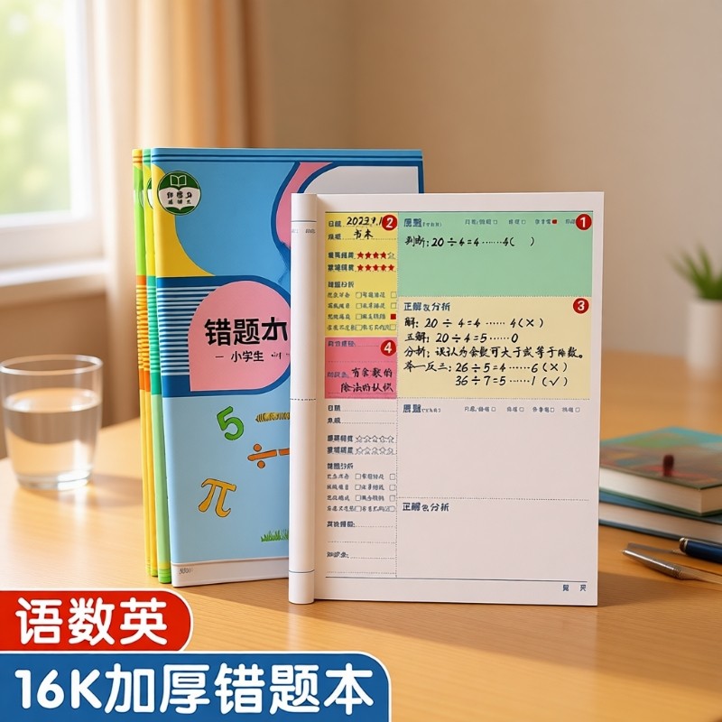 错题本小学生专用数学纠错本一年级二年级三四五六语文英语改错题集订
