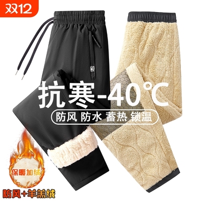 啄木鸟棉裤男款冬季外穿加绒加厚羊羔绒防风保暖裤男士冲锋裤子男
