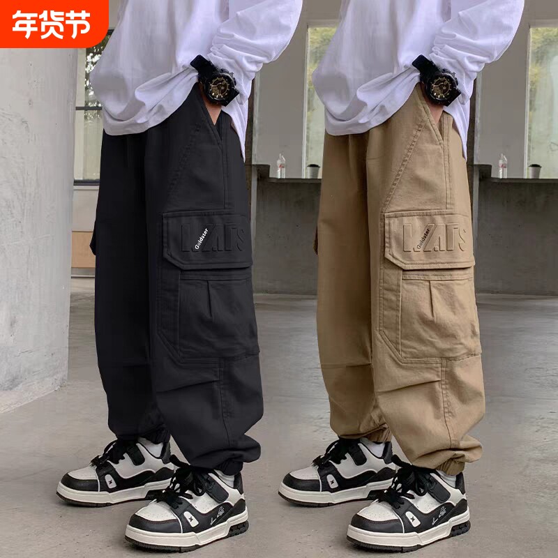 男童裤子秋季新款大男孩工装裤美式复古风儿童帅气休闲裤防蚊长裤