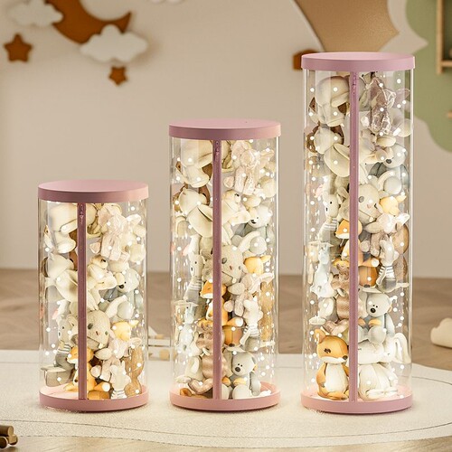 毛绒娃娃收纳桶带灯光透