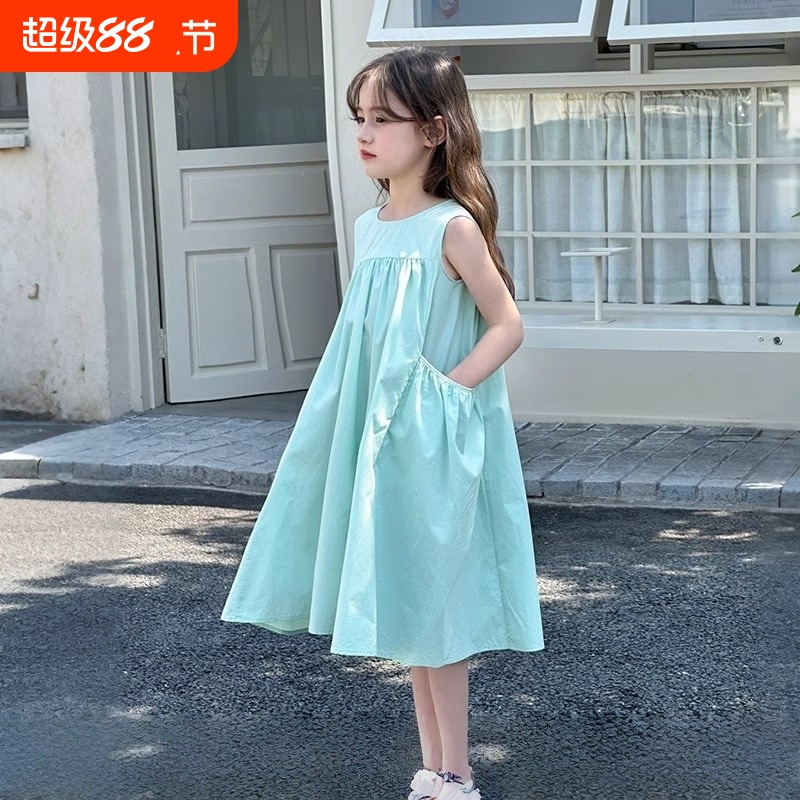 小象同款女童连衣裙2025新款儿童夏装背心裙公主裙夏季纯棉裙子