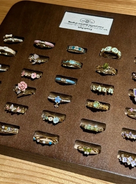 小众925银珐琅花朵蝴蝶戒指