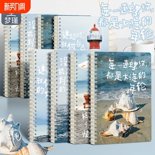 梦瑾高颜值双线圈本子笔记本ins新款 初高中生专用b5加厚课堂笔记考研厚白卡日记线圈本记录a5办公记事本批发