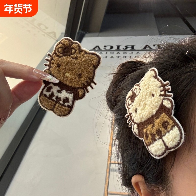 魔术贴KT猫全身卷毛双层刘海贴碎发侧边发帖发饰简约无痕少女发粘