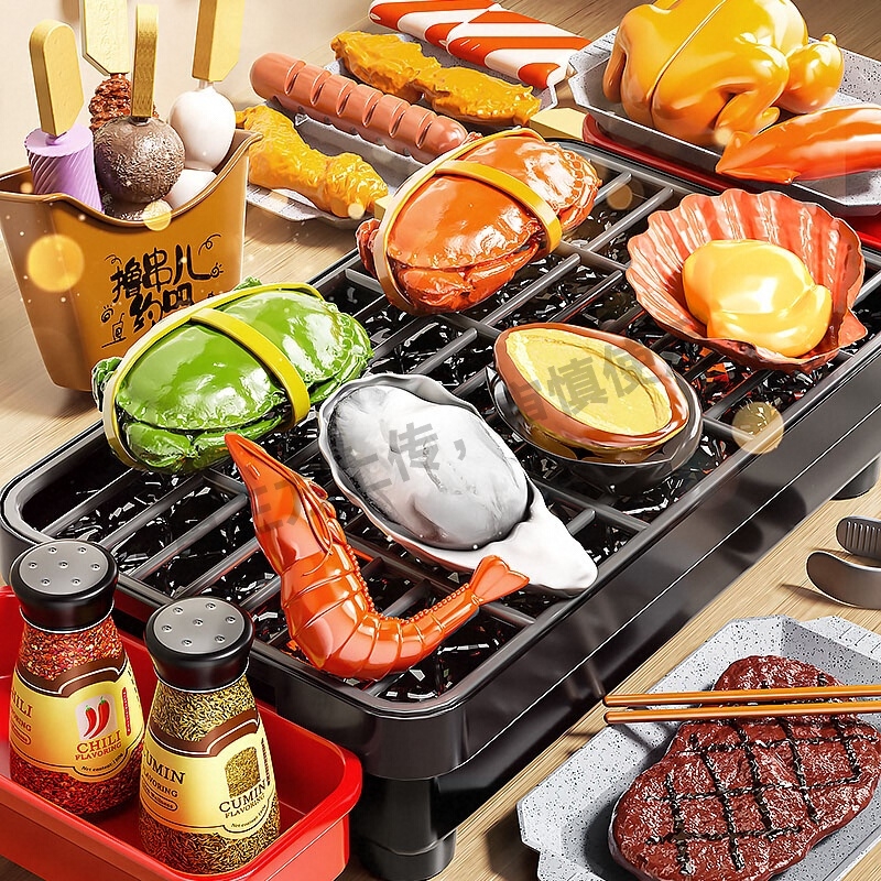 儿童过家家玩具女孩子仿真烧烤串套装宝宝厨房做饭煮饭迷你小厨房